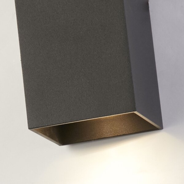 Wandlampe Up Down Aluminium Sandschwarz GU10 eckig