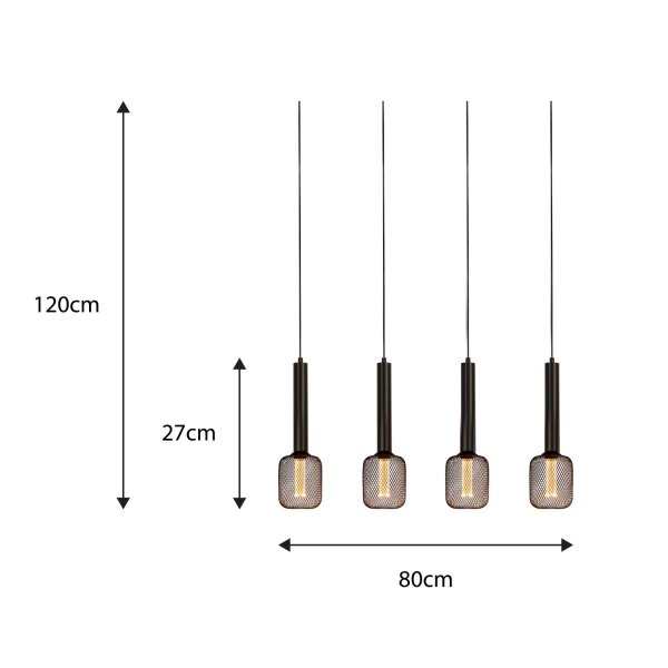 Hängelampe Metall Schwarz E27 L:80 cm Zylinder modern