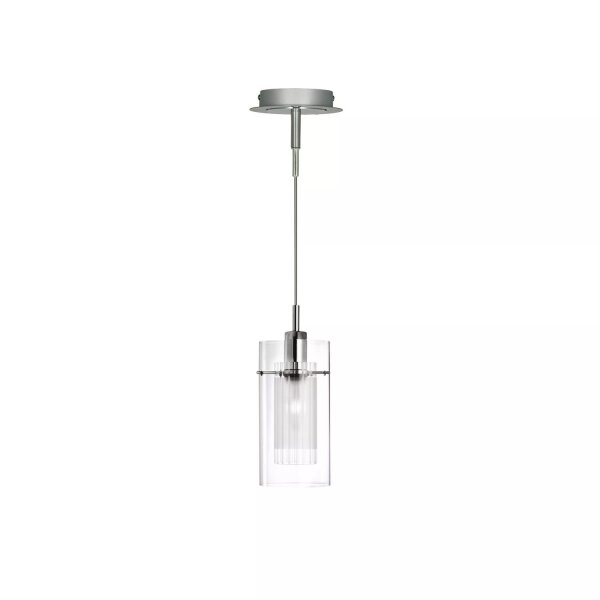 Hängelampe Glas Metall Silber E14 L:13 cm Zylinder klar