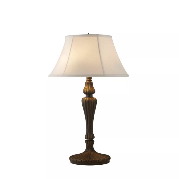 Tischleuchte Aluminium Leinen Bronze Antik E27 blendarm