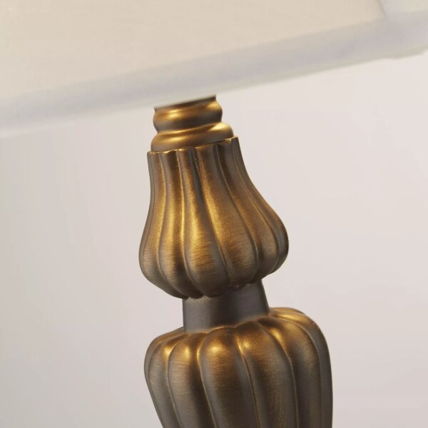 Tischleuchte Aluminium Leinen Bronze Antik E27 blendarm