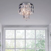 Deckenleuchte Glas Metall Chrom E14 IP44 &Oslash;34 cm klar