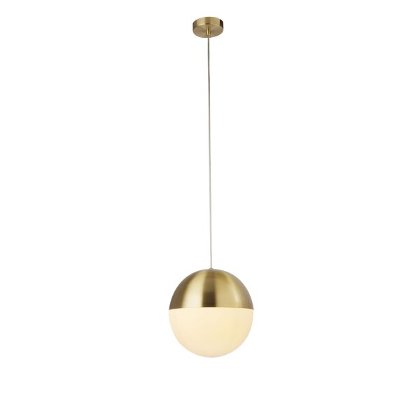 Hängelampe Glas Metall Messing Opalweiß E27 Ø20 cm