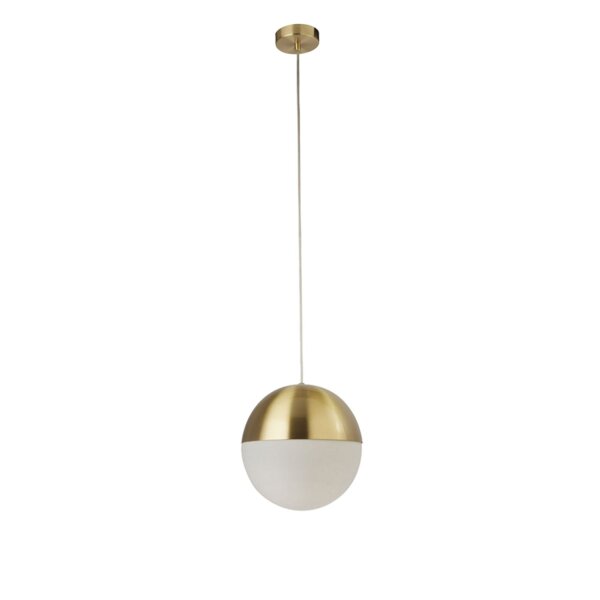 Hängelampe Glas Metall Messing Opalweiß E27 Ø20 cm