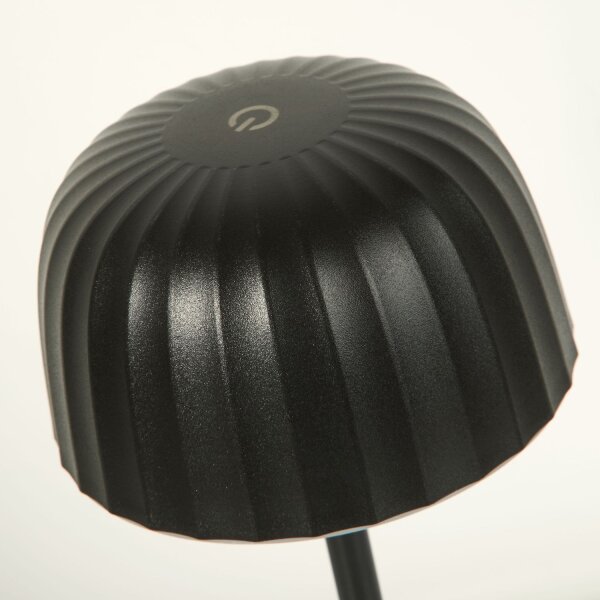 LED Tischlampe Akku dimmbar 3000K Metall Schwarz IP54