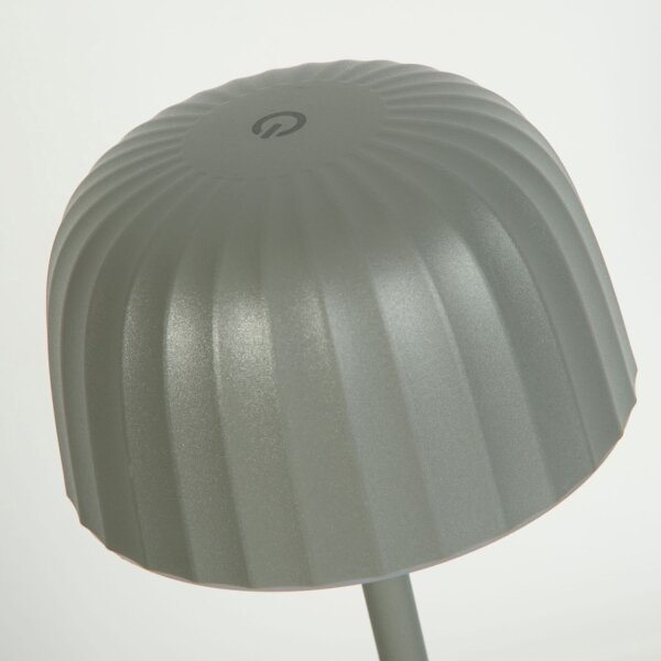 LED Tischleuchte Akku 3000K Metall Grau IP54 H:27 cm