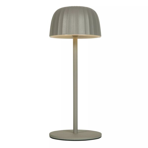 LED Tischleuchte Akku 3000K Metall Grau IP54 H:27 cm