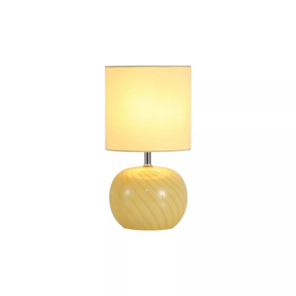 Tischleuchte Glas Stoffschirm Gelb E27 Ø16 cm Schalter