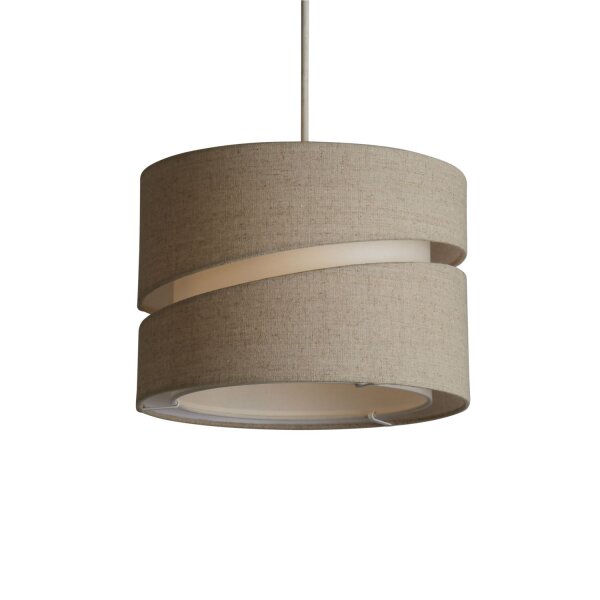 Lampenschirm Leinen Beige Weiß E14 E27 Ø28 cm Trommel