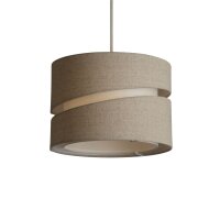 Lampenschirm Leinen Beige Wei&szlig; E14 E27 &Oslash;28 cm Trommel