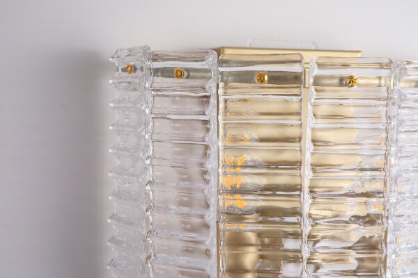 Wandleuchte Glas Metall Gold E14 H:18 cm Glasstäbe klar