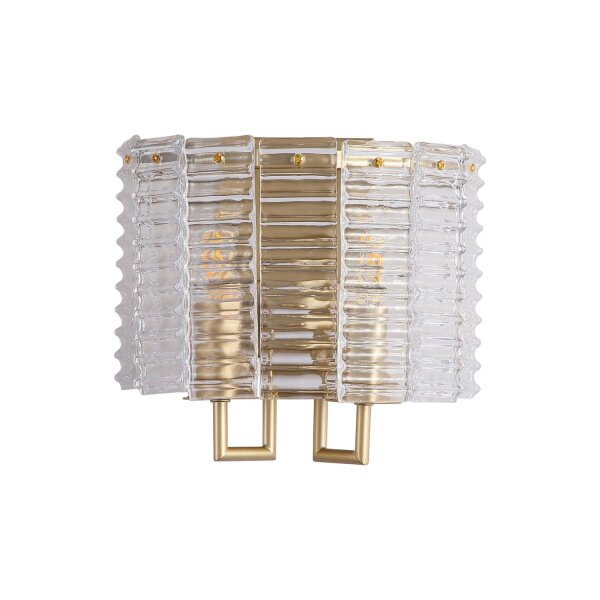 Wandleuchte Glas Metall Gold E14 H:18 cm Glasstäbe klar