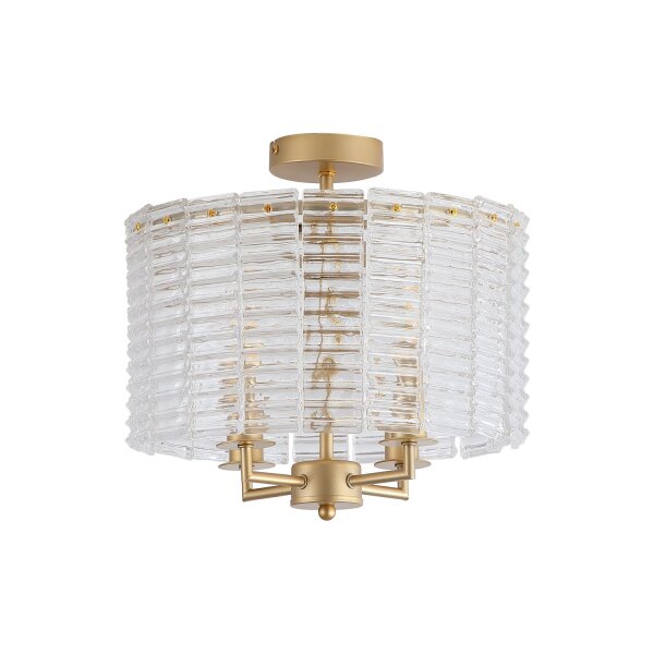 Deckenlampe Glas Metall Gold E14 Ø35 cm Zylinder klar