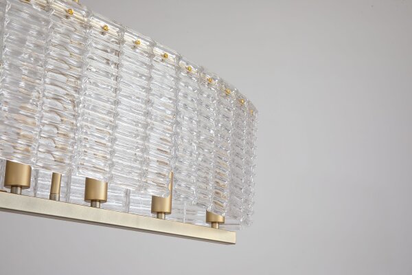 Hängelampe Glas Metall Gold E14 L:99 cm Glasstäbe klar