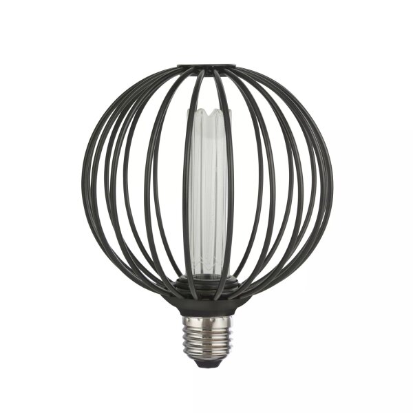 LED Leuchtmittel 1800K Metall Schwarz E27 H:16 cm Käfig