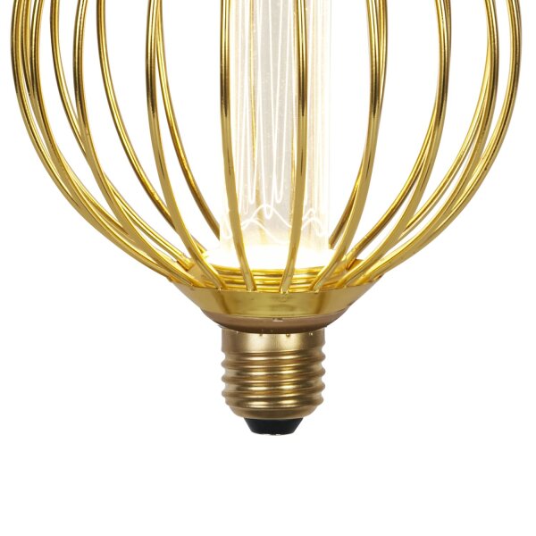 LED Leuchtmittel 2700K Metall Gold E27 H:16 cm Käfig