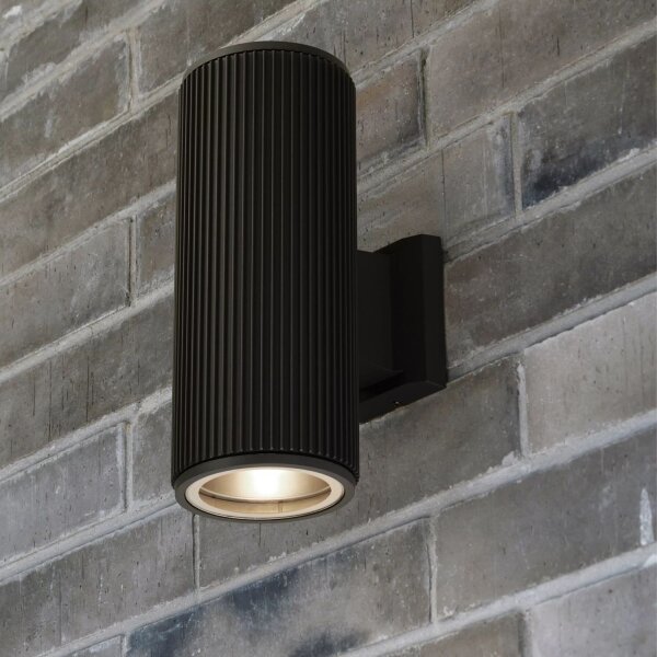 Außenwandleuchte Aluminium Glas Schwarz E27 IP54 modern