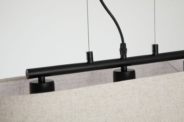 Hängelampe Metall Leinen Schwarz Beige E27 L:60 cm