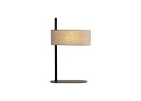 Tischlampe Metall Leinen Schwarz Natur E14 H:43 cm oval