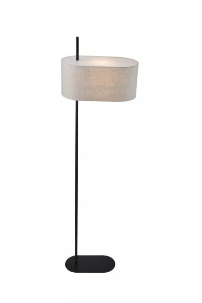 Stehlampe Fußschalter Leinen Schwarz Natur E27 H:142 cm