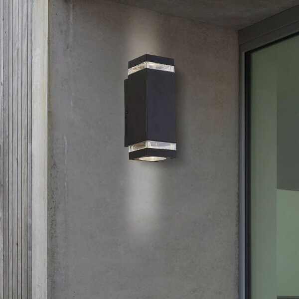 Außenwandleuchte Aluminium Schwarz GU10 IP44 H:23,5 cm