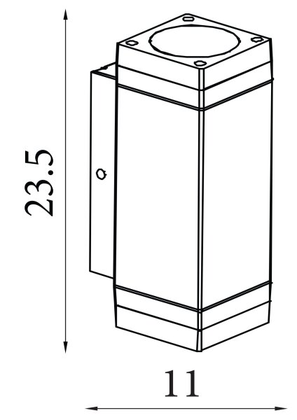 Außenwandleuchte Aluminium Schwarz GU10 IP44 H:23,5 cm