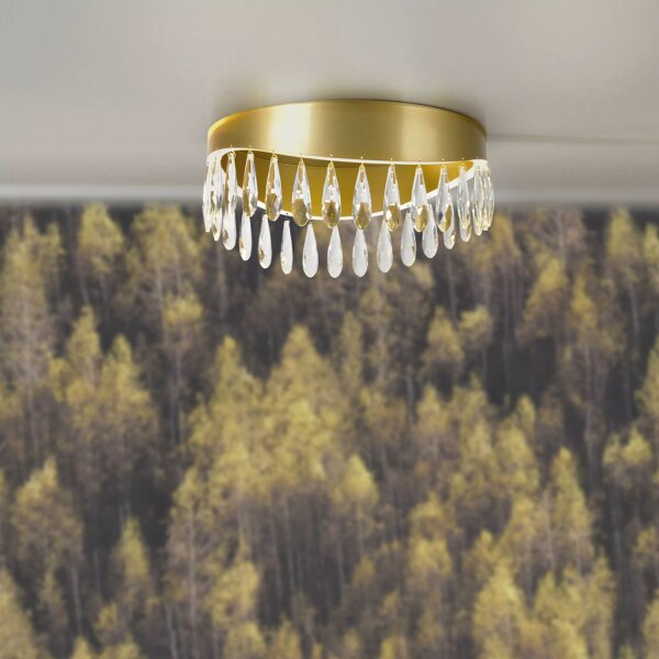 LED Deckenlampe 4000K Metall Kristallglas Gold Ø43 cm