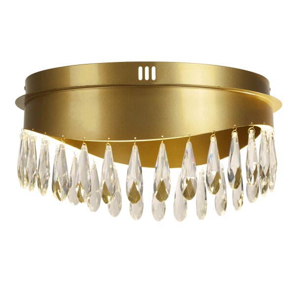 LED Deckenlampe 4000K Metall Kristallglas Gold Ø43 cm