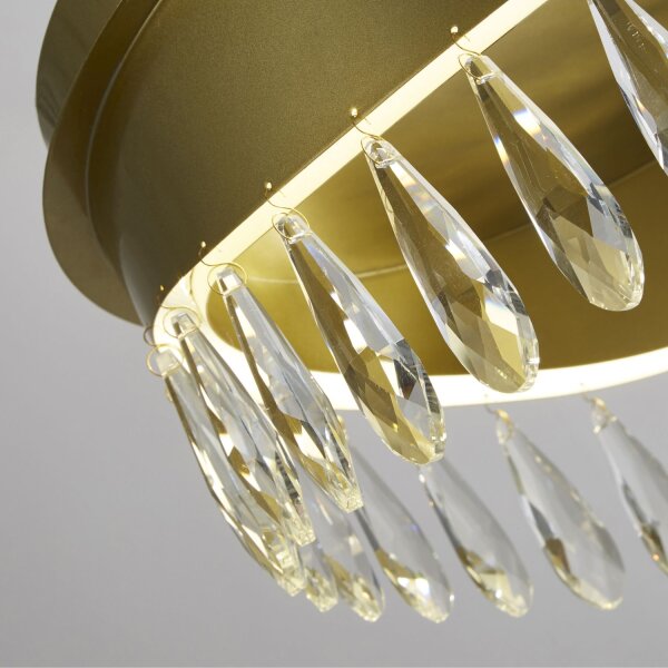 LED Deckenlampe 4000K Metall Kristallglas Gold Ø43 cm