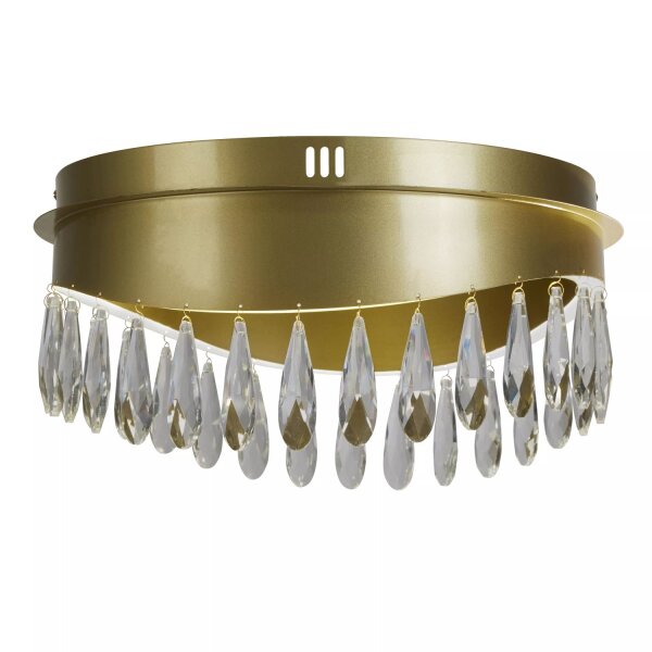 LED Deckenlampe 4000K Metall Kristallglas Gold Ø43 cm