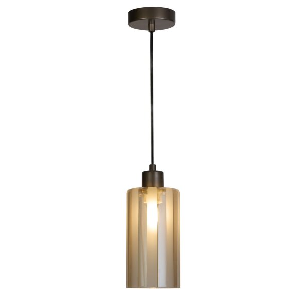 Pendelleuchte Glas Metall Bronze Bernstein E27 Ø11 cm