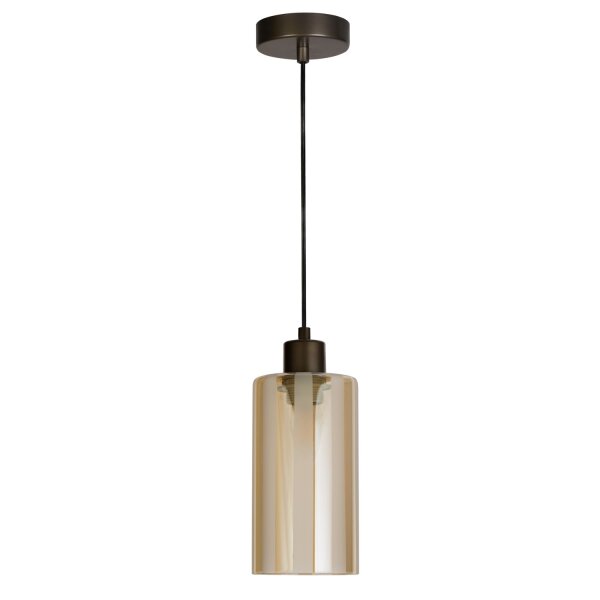 Pendelleuchte Glas Metall Bronze Bernstein E27 Ø11 cm