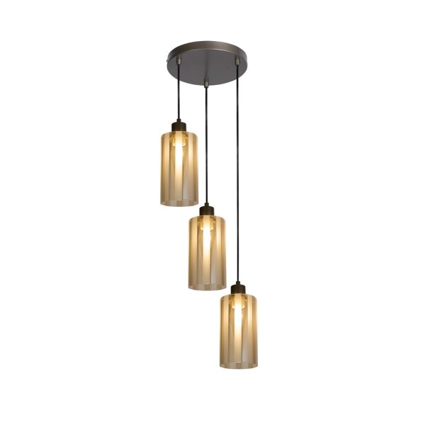 Hängelampe Glas Metall Bronze Bernstein E27 Ø25 cm