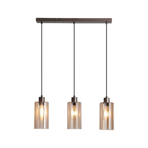 Pendelleuchte Glas Metall Bronze Bernstein E27 L:60 cm