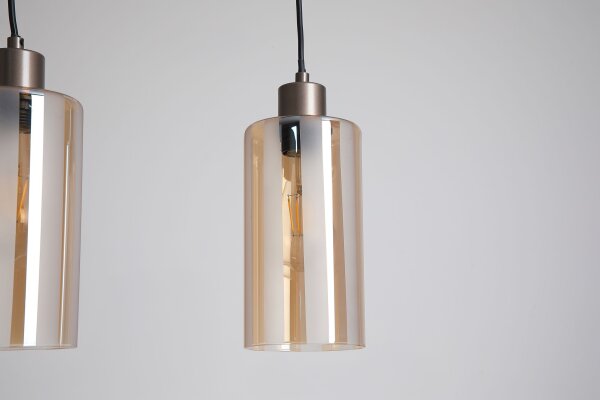 Pendelleuchte Glas Metall Bronze Bernstein E27 L:60 cm