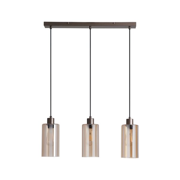 Pendelleuchte Glas Metall Bronze Bernstein E27 L:60 cm