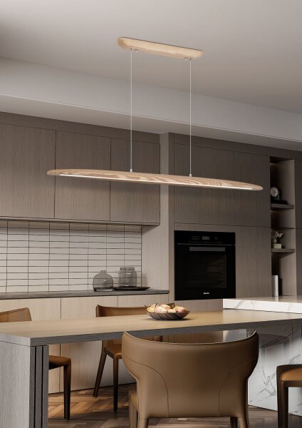 LED Hängelampe CCT 2700-4000K Holzasche Natur L:120 cm