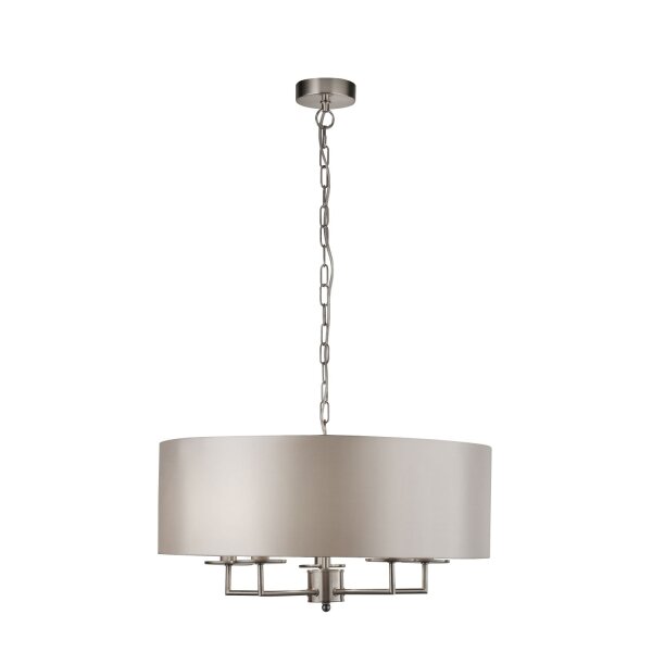 Pendelleuchte dimmbar Kunstseide Silber Weiß E14 Ø55 cm