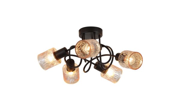 Deckenlampe Glas Metall Schwarz Bernstein E14 L:45 cm