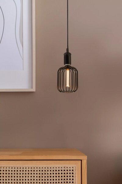 LED Leuchtmittel 1800K Glas Schwarz E27 H:16,9 cm Käfig