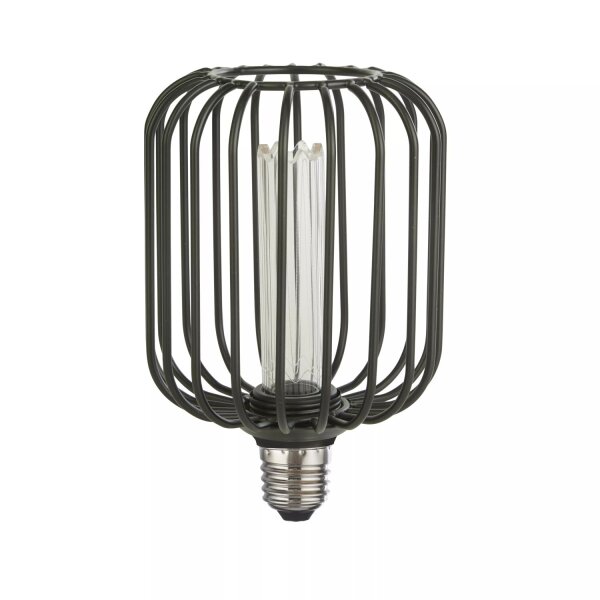 LED Leuchtmittel 1800K Glas Schwarz E27 H:16,9 cm Käfig