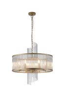 H&auml;ngelampe Glas Metall Gold E14 &Oslash;55 cm Glasst&auml;be klar