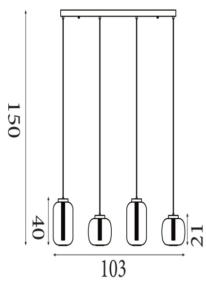 LED Pendelleuchte 3000K Bronze-Braun Bernstein L:103 cm