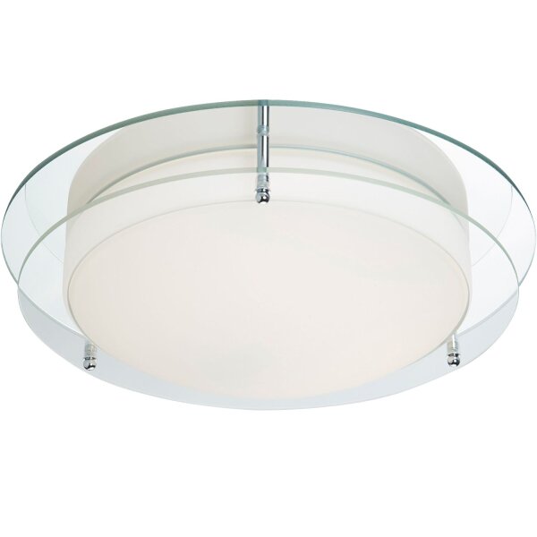 LED Deckenlampe 3000K Glas Metall Weiß IP44 Ø38 cm klar