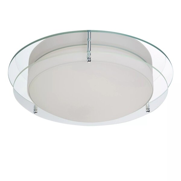 LED Deckenlampe 3000K Glas Metall Weiß IP44 Ø38 cm klar