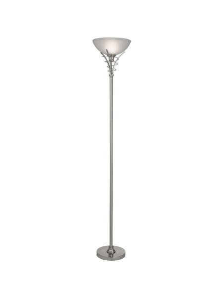 Stehlampe Fußschalter Glas Silber Weiß E27 H:179 cm