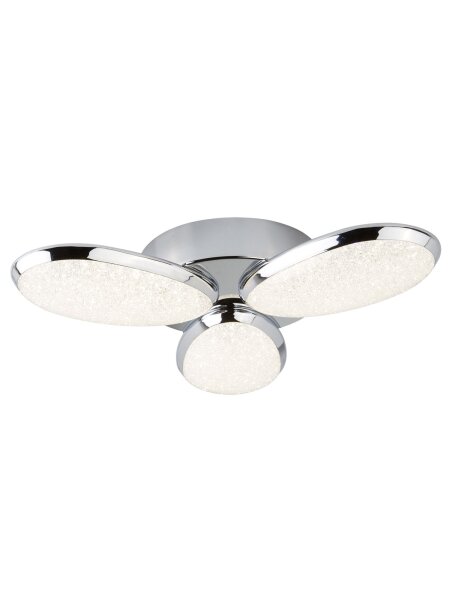 LED Deckenlampe 4000K Glas Metall Chrom L:44 cm oval