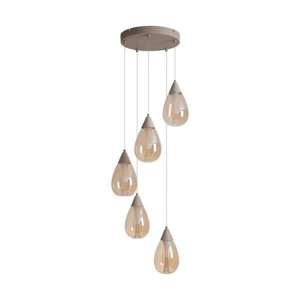 LED Hängelampe 3000K Sandfarben Champagner 5-flammig