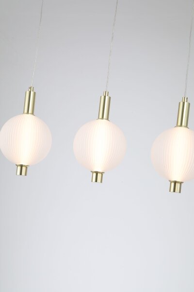 LED Hängelampe 3000K Glas Metall Messing Weiß L:81 cm