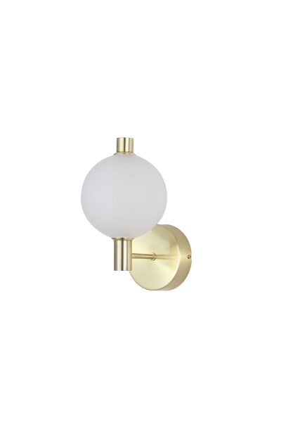 LED Wandleuchte 3000K Glas Metall Messing Weiß B:15 cm
